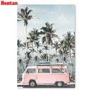 Ozeanlandschaft voller Bohrer rund quadratisch Diamantstickerei Nordic Beach Pink Bus 5d Diy Diamond Painting Kits Diamond Mosaic