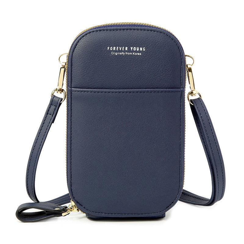 Mini bolso de hombro con bolsillo para teléfono de diseñador para mujer, bandolera de dos capas para mujer, bolso cruzado pequeño de piel sintética para mujer