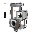 Schnelle Lieferung Haustier Kratzbaum Haus Turm Eigentumswohnung Holz Katze Kratzen Sisalüberzogene Kratzbäume Pads mit Spielball für Katzen Kätzchen