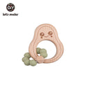 Let's Make 1PC Avocado Holz Nagetier Baby Beißring Silikon Perlen Buche Zubehör Spielzeug Dusche Geschenk Holz Rasseln Krankenschwester