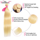 Vallbest 613 Blonde Straight Hair Bundles With Closure Malaysian Human Hair Bundles With Lace Closure With Baby Hair Remy Hair