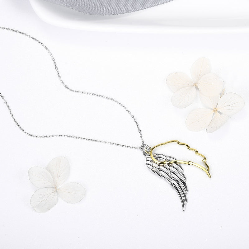 925 Sterling Silver Wing of Angel Necklace Hollow 18k Gold Color Feather Pendant Chain for Women 2020 Fine Jewelry Wedding Gift