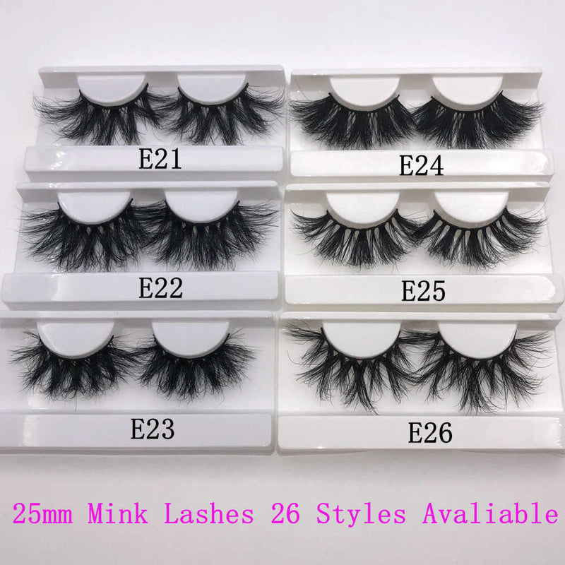 Mikiwi 25mm Mink False Eyelashes 25/50/75/100 pc Wholesale 3D Mink Lashes big white tray  Label Makeup Dramatic Long Mink Lashes
