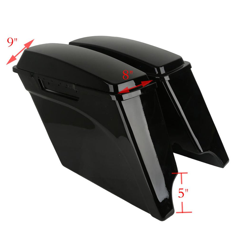 Motorcycle 5&quot; Stretched Extended Saddlebags For Harley Touring Road King Street Glide Road Glide 1993-2013