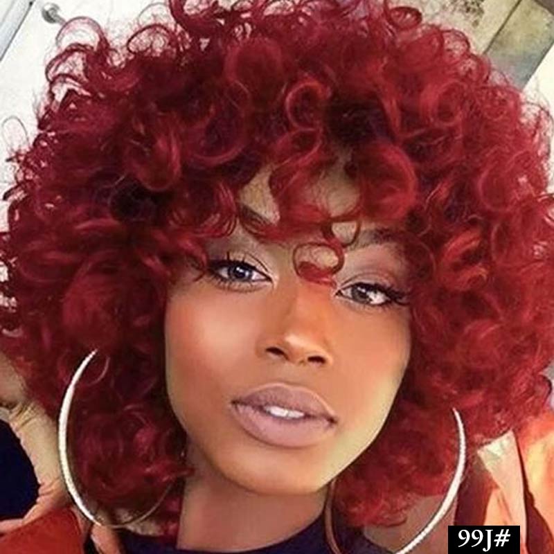 Rebecca Short Loose Curly Wigs For Black Women Brazilian Remy Bouncy Curly Human Hair Wigs Short Wig Blond Red Cosplay Full Wig