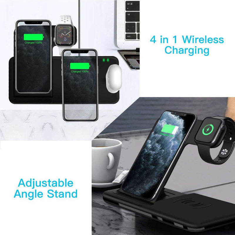 15 W Qi Fast Wireless Charger Stand für iPhone 13 11 12 X 8 Apple Watch 4 in 1 Faltbare Ladestation für Airpods 3 Pro iWatch