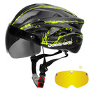 QUESHARK Männer Frauen Ultraleicht Fahrradhelm MTB Rennrad Fahrrad Motorradfahren Abnehmbare gelbe bunte Linse QE111