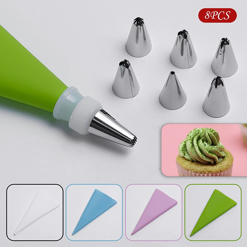 8/26pcs/set Silicone Pastry Bag Kitchen Accessories DIY Icing Piping Cream Pastry Bag With 6 Nozzle Sets Cake Decorating Tools