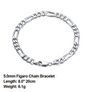 Effie Queen Italien Echt 925 Silber Diamantschliff Figaro Kette Halskette 5mm breit 40-60cm lang Frau Mann Halskette Schmuck Geschenk SC34