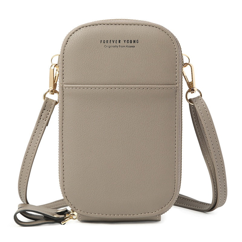 Designer Phone Pocket Mini Shoulder Bag for Women Two Layers Female Messenger Bag Pu Leather Ladies Small Crossbody Purse