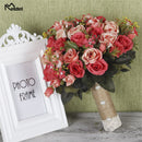 Meldel New Purple White Wedding Bouquet Handmade Artificial Flower Rose Buque Casamento Brautstrauß für Hochzeitsdekorationen