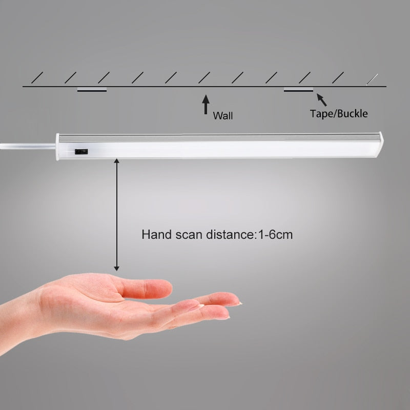 2 teile/los usb led unter schrank küche lichter 5 v 3 farben handfeger sensor lampe led schrank licht schlafzimmer kleiderschrank beleuchtung