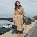 Mode Marke Neue Frauen Trenchcoat Lange Zweireiher Gürtel Blau Khaki Dame Kleidung Herbst Frühling Oberbekleidung Oversize Qualität