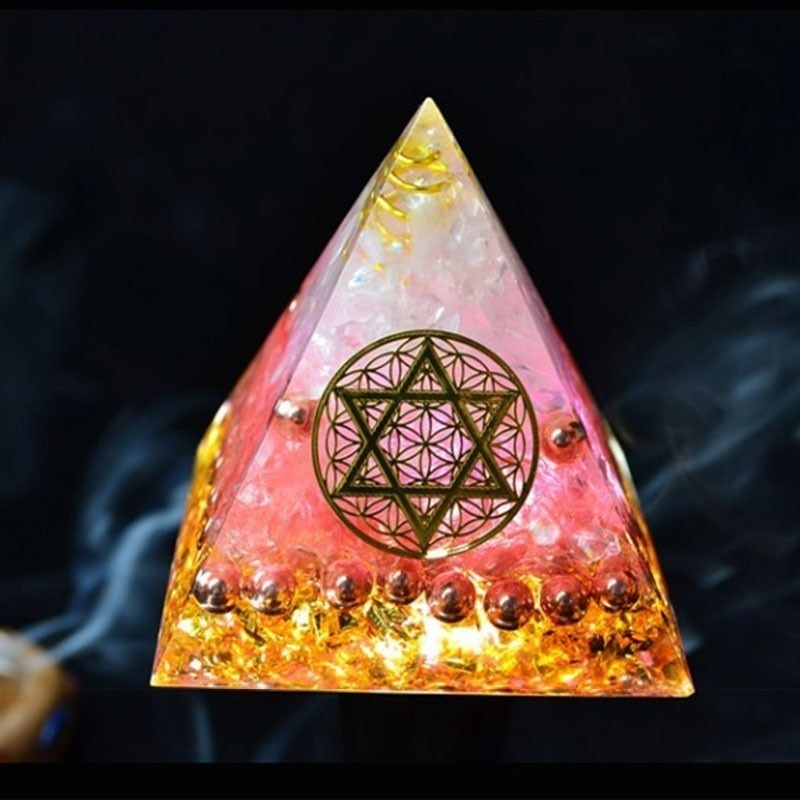 AURA REIKI Orgonit-Energiepyramide hilft der Liebe, Glück zu bringen, um das Magnetfeld zu ändern, Harz, dekoratives Handwerk, Schmuck, Geschenk