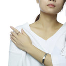 Vnox Trendy Bright 585 Rose Gold Tone Anillos de compromiso para parejas Acero inoxidable con CZ Stone Hombres Mujeres Alianzas de boda