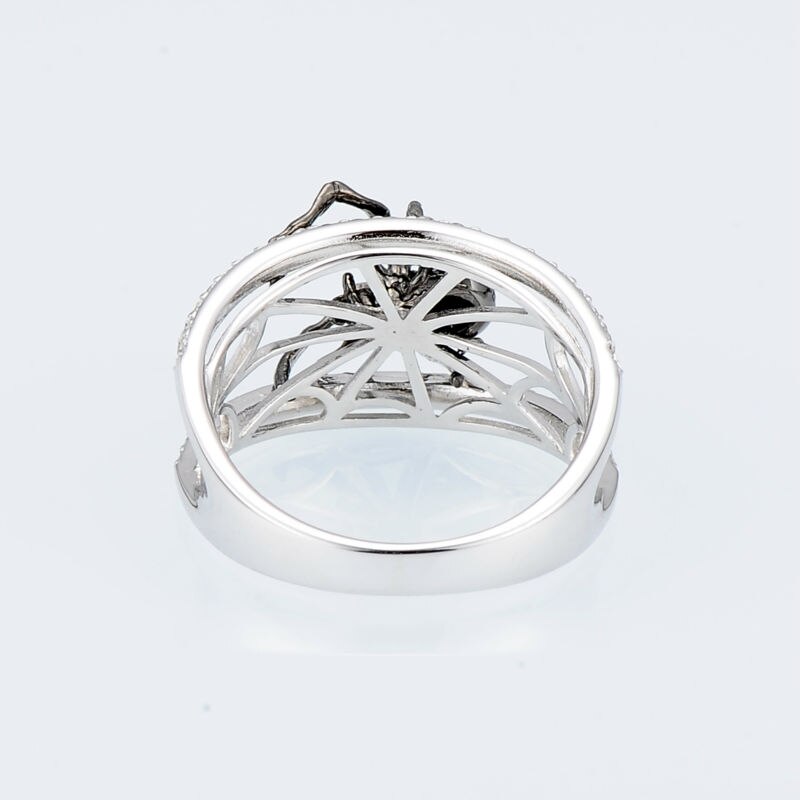 SANTUZZA Ring aus echtem 925er Sterlingsilber für Frauen, einzigartige Ringe, zarter schwarzer Spinnenring, modischer Party-Modeschmuck