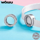WOSTU 925 Sterlingsilber-Kreis-Charme-runder CZ-Korn-Korn-Klipp passte ursprüngliches Reflexions-Charme-Armband-Schmuck-Zubehör CQX101