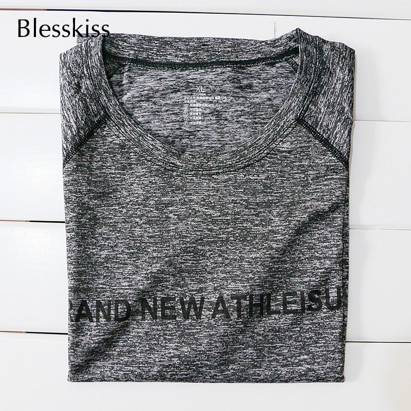 BLESSKISS XXL Sport Shirt Women Yoga Top Fitness Cloth Short Sleeve Workout Tee T shirt For Ladies Neon Running Tshirt Plus Size