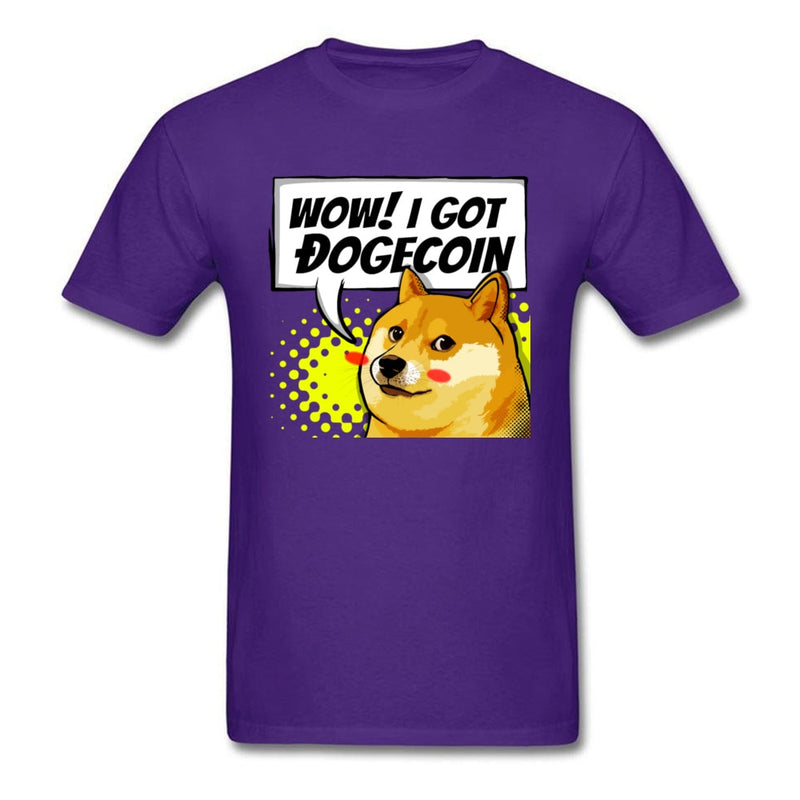 I Got Dogecoin Doge Meme T-shirt Funny Mens Clothing Black Tops Cotton Tees Man No Fade T Shirt Boyfriend Gift Tshirts