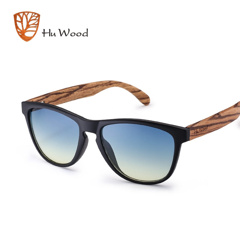 HU WOOD Brand Design Bamboo Sunglasses Sea Gradient Lenses UV400 Driving Shade Mens Sunglasses Eyewear gafas de sol hombr GR8012