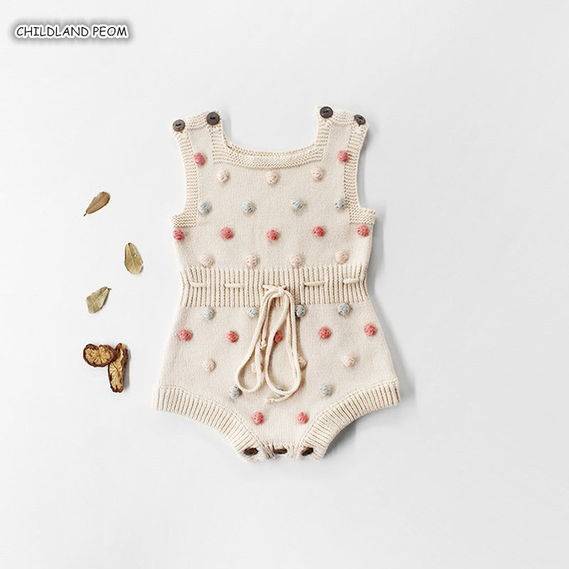 Knitted Baby Clothes 2019 Newborn Baby Rompers Handmade Pompom Baby Girl Romper 100% Cotton Infant Baby Boys Jumpsuit Overalls