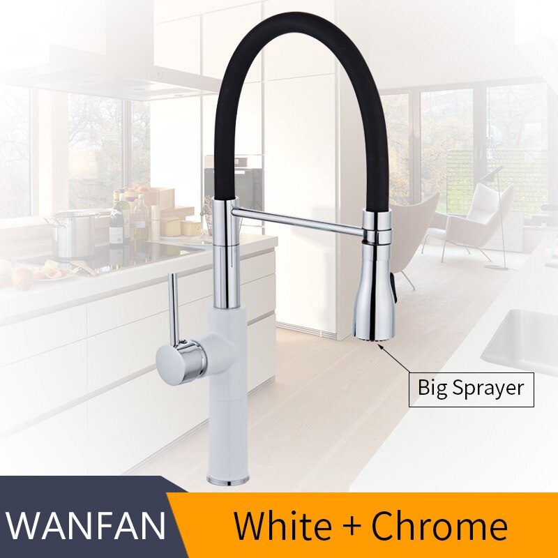 Kitchen Faucets Chrome Kitchen Sink Crane Deck Mount Pull Down Dual Sprayer Nozzle Torneira De Cozinha Mixer Water Taps LK-9910