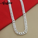 High Quality 10MM 20&#39;&#39;24&#39;&#39; 50cm 60cm Men Necklace 925 Silver Link Chain Necklaces For Male Jewelry Party Gift