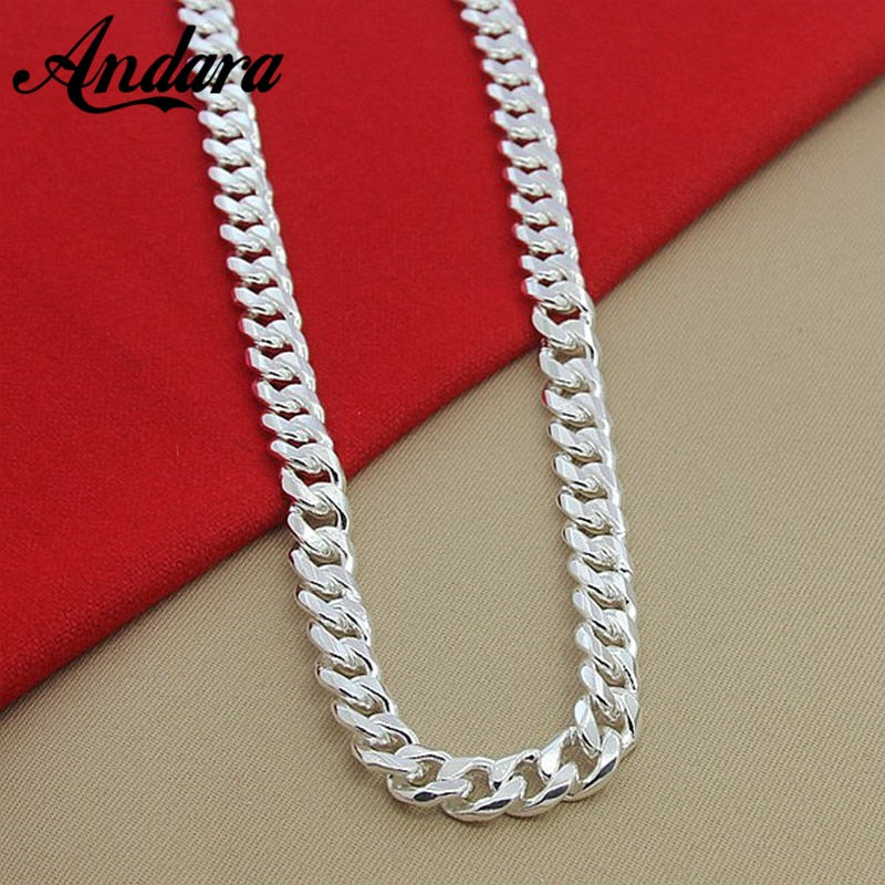 High Quality 10MM 20&#39;&#39;24&#39;&#39; 50cm 60cm Men Necklace 925 Silver Link Chain Necklaces For Male Jewelry Party Gift