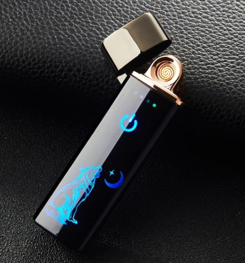 Encendedor Turbo USB de tungsteno, encendedor táctil curvo de pantalla completa para encendedor electrónico, logotipo láser personalizado