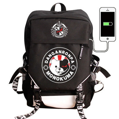 Japan Anime Tokyo Ghoul Cell at Work Attack on Titan Gintama Natsume Yuujinchou Monokuma USB Charging Laptop Backpack School Bag