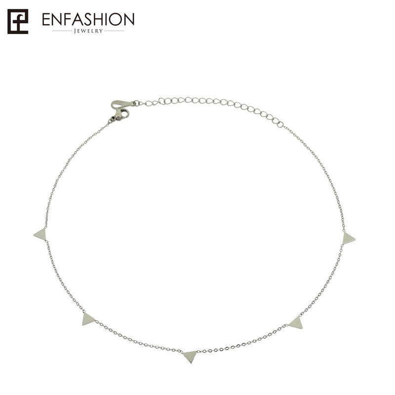 Enfashion Geometric Triangle Circle Star Choker Necklace Gold color Necklaces Pendants Stainless Steel Necklace Women chocker