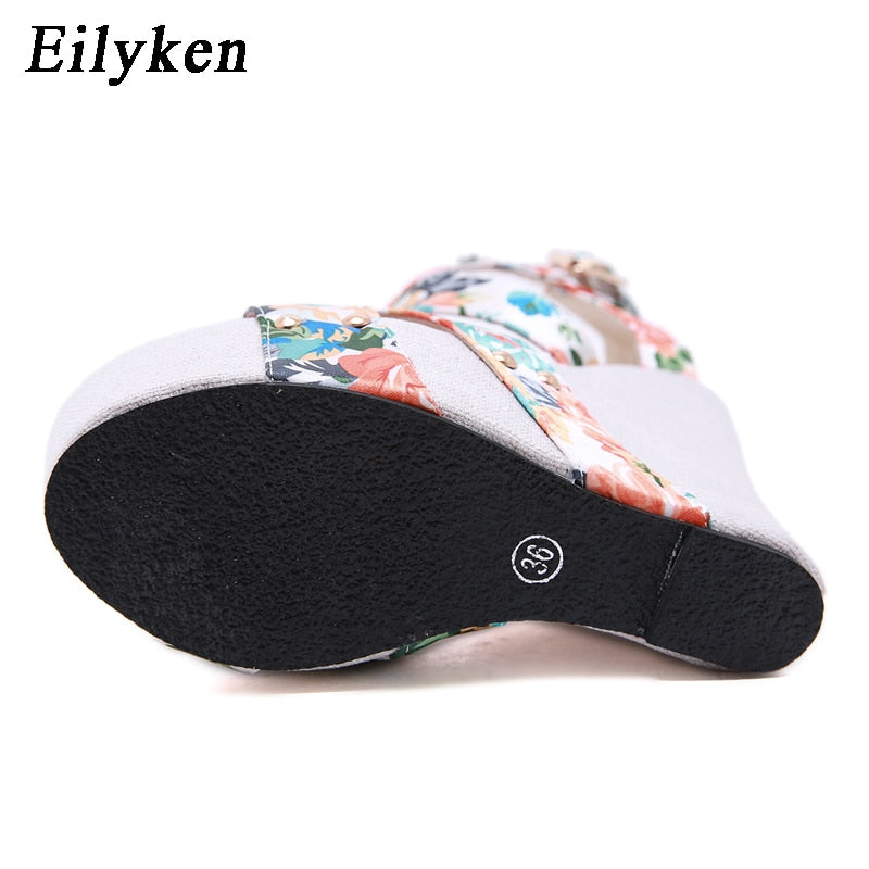 Eilyken Designer Buckle Strap Platform Wedges Women&