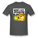 I Got Dogecoin Doge Meme T-shirt Funny Mens Clothing Black Tops Cotton Tees Man No Fade T Shirt Boyfriend Gift Tshirts