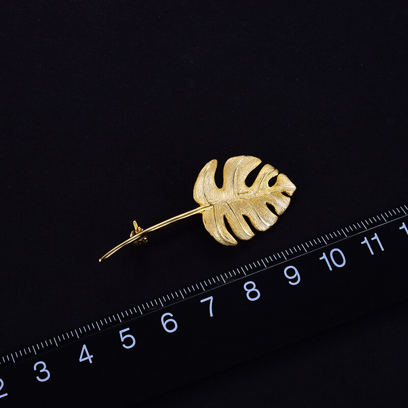 Lotus Fun Real 925 Sterling Silver Handmade Designer Fine Jewelry 18K Gold Creative Monstera Leaves Brooches for Women Bijoux
