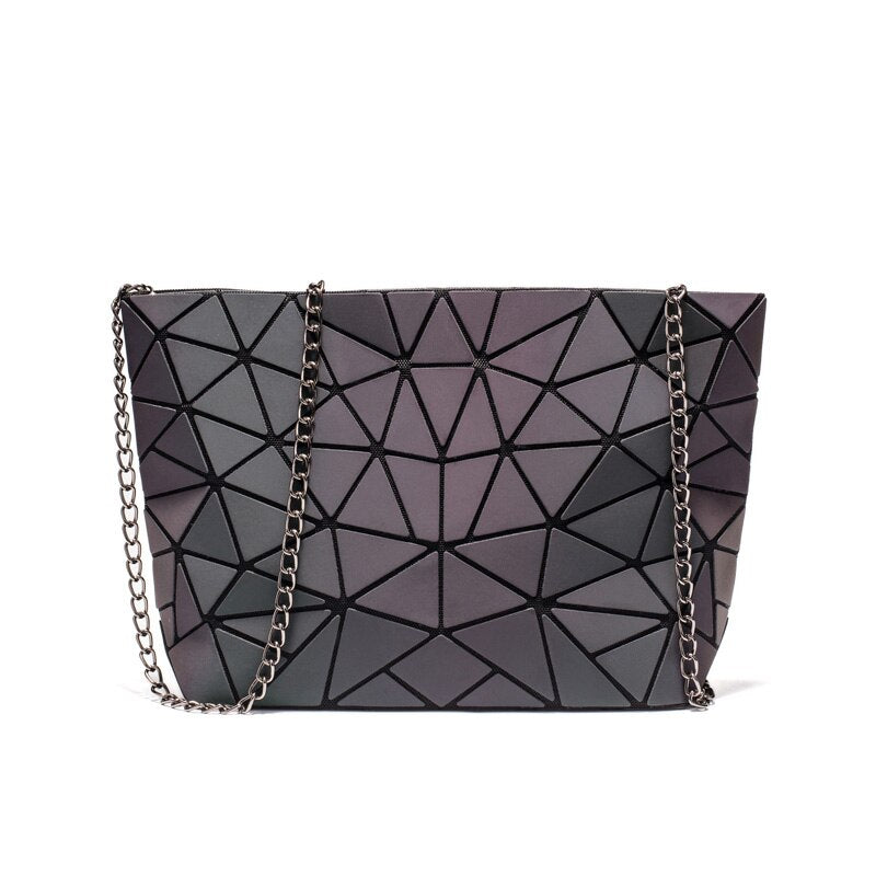 Nuevos bolsos de mensajero luminosos, bolso Bao para mujer, bolso de mano con diamantes, bolsos de hombro geométricos, bolso plegable liso con láser noctilucente, bolso de mano