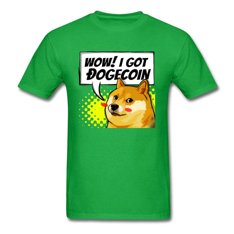 I Got Dogecoin Doge Meme T-shirt Funny Mens Clothing Black Tops Cotton Tees Man No Fade T Shirt Boyfriend Gift Tshirts