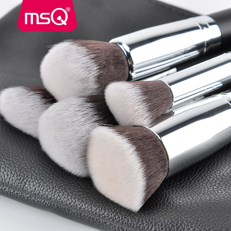 MSQ Professionelles 15-teiliges Make-up-Pinsel-Set, Puder, Foundation, Lidschatten, Make-up-Pinsel-Kit, Kosmetik, Kunsthaar, PU-Lederetui