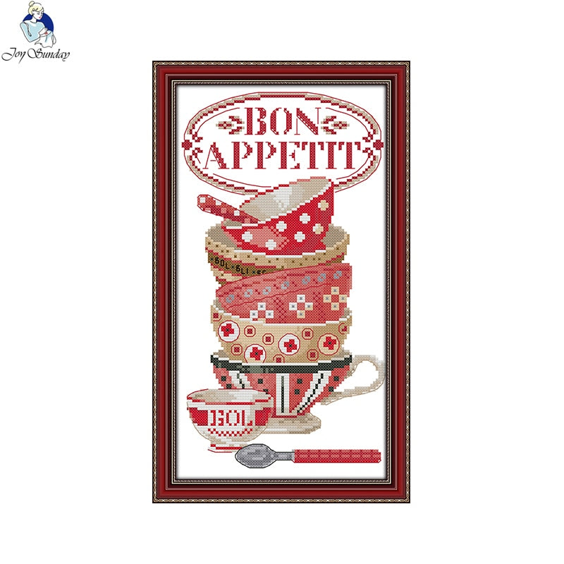 Joy Sunday Coffee cup 2 Counted Cross Stitch kits DIY 14CT and11CT For Embroidery Home Decor Needlework Cross-stitching