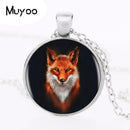 Hot Sale Fox Logo Pendant Necklace Handmade Resin Vintage Cabochon Tibetan Round  Chain Pendant Necklace Women Jewelry HZ1