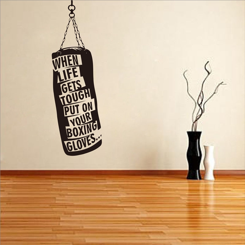 When life gets..Boxsack Handschuhe Boxen motivierende Wandtattoos Fitness Gym Hobby Zitat Vinyl Aufkleber DIY Art Decor