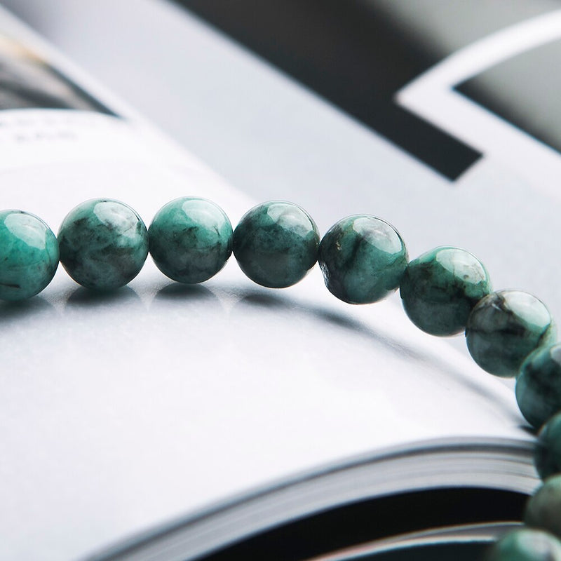 Pulsera de cuentas redondas de cristal Esmeralda verde Natural auténtica, 7mm, 8mm, 9mm, 10mm, piedra preciosa para mujer, pulsera más rara, joyería AAAAA