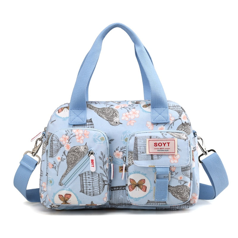 New Multi-layer Nylon Women Shoulder Bags Fashion Simple Grils Handbags Messenger Bags Printed Flowers  Crossbody Bags