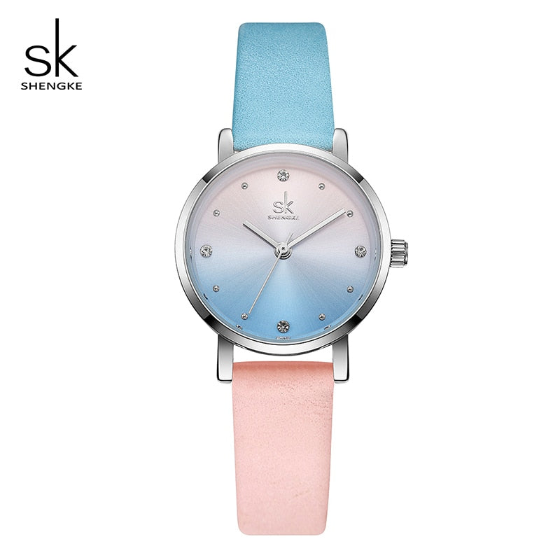 Shengke Creative Color Leder Uhren Damen Damen Quarzuhr Relogio Feminino SK Damen Armbanduhr Montre Femme