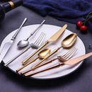 24 teile/los Koreanische Lebensmittel Tragbare Besteck 304 Edelstahl Tisch Gabel Messer Löffel Abendessen Geschirr Gold Geschirr Sets