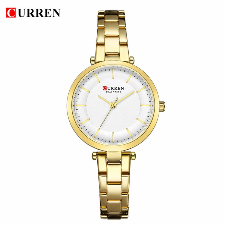 CURREN Women Watches Luxury Metal Bracelet Wristwatch Classy Fashion Quartz Clock Blue Female Stainless Steel Dress Watch