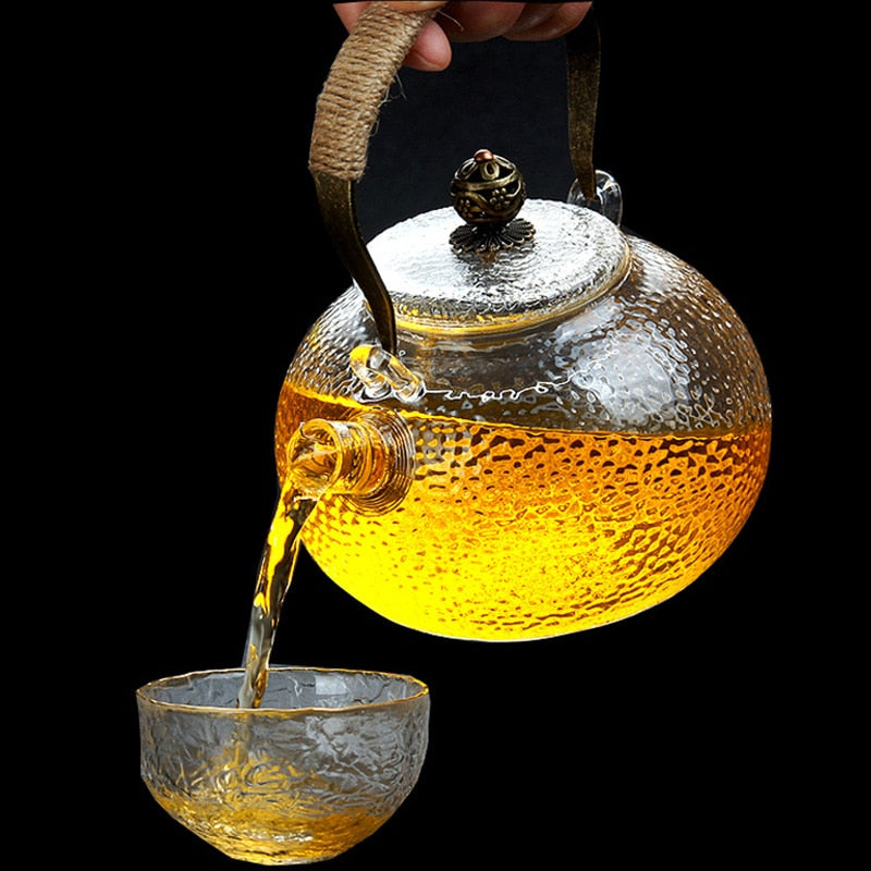 UPORS Hitzebeständige Teekanne aus Glas, Teefilter, chinesisches Kung-Fu-Teeset, Puer-Wasserkocher, Kaffeeglasmacher, Büro-Teekanne