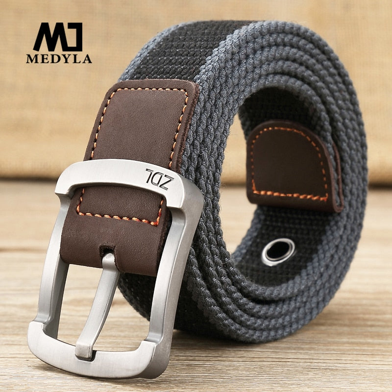 Cinturón de lona MEDYLA, cinturón táctico para exteriores, cinturones de lona Unisex de alta calidad para Jeans, correas informales de lujo para hombre, Ceintures