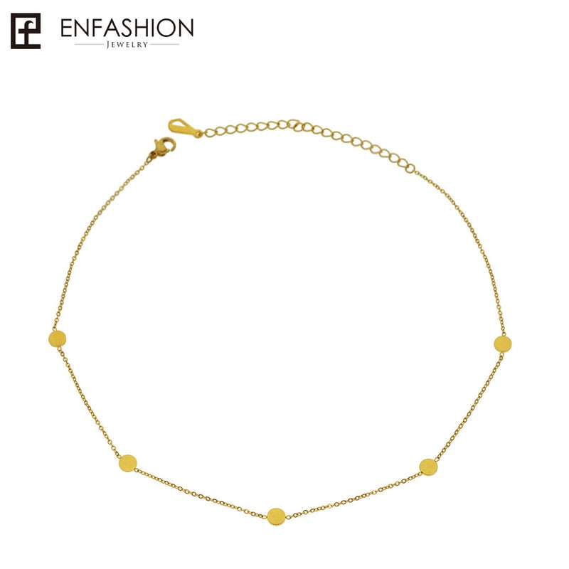 Enfashion Geometric Triangle Circle Star Choker Necklace Gold color Necklaces Pendants Stainless Steel Necklace Women chocker