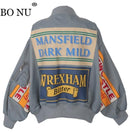 Chaqueta de primavera para mujer, abrigo cortavientos, diseños de parches, ropa de calle estilo bombardero holgada Harajuku, abrigo básico informal, Chaqueta corta de gran tamaño