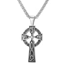 U7 Cross Irish Knot Necklace for Men Stainless Steel Triquetra Viking Triple Horn Of Odin Jewelry Necklace &amp; Pendant P754
